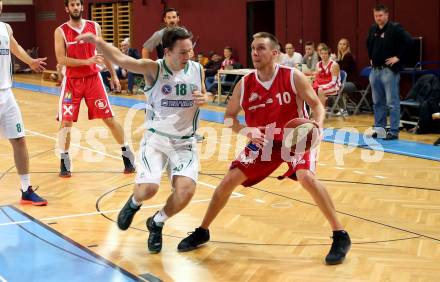 Basketball 2. Bundesliga. GD 8. Runde. KOS Celovec gegen St. Poelten Dragons. Simon Pasterk,  (KOS Celovec), Andreas Bauch (St. Poelten). Klagenfurt, am 26.11.2016.
Foto: Kuess
---
pressefotos, pressefotografie, kuess, qs, qspictures, sport, bild, bilder, bilddatenbank