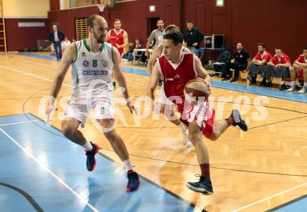 Basketball 2. Bundesliga. GD 8. Runde. KOS Celovec gegen St. Poelten Dragons. Jakob Strazar,  (KOS Celovec), Hannes Obermann (St. Poelten). Klagenfurt, am 26.11.2016.
Foto: Kuess
---
pressefotos, pressefotografie, kuess, qs, qspictures, sport, bild, bilder, bilddatenbank