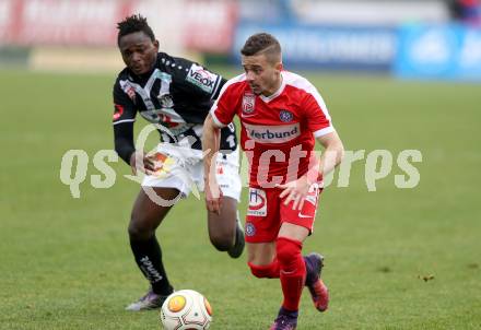 Fussball Bundesliga. RZ Pellets WAC gegen FK Austria Wien. Zakaria Sanogo, (WAC), Lucas Henrique Ferreira Venuto  (Austria Wien). Wolfsberg, am 27.11.2016.
Foto: Kuess

---
pressefotos, pressefotografie, kuess, qs, qspictures, sport, bild, bilder, bilddatenbank