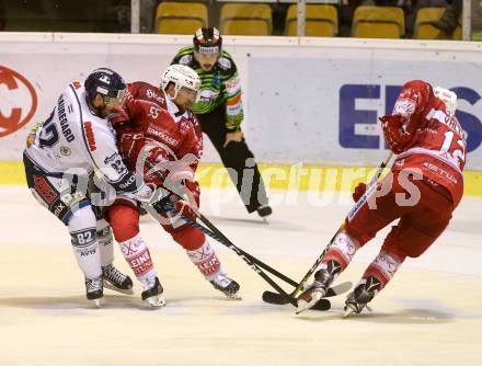 EBEL. Eishockey Bundesliga. KAC gegen 	Fehervar AV 19. Mitja Robar, Thomas Vallant, (KAC), Thomas Beauregard  (Alba Volan). Klagenfurt, am 27.11.2016.
Foto: Kuess

---
pressefotos, pressefotografie, kuess, qs, qspictures, sport, bild, bilder, bilddatenbank