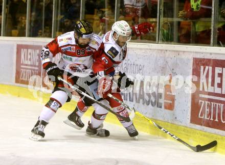 EBEL. Eishockey Bundesliga. KAC gegen 	HC Orli Znojmo. Stefan Geier, (KAC), Jan Lattner  (Znojmo). Klagenfurt, am 2.12.2016.
Foto: Kuess

---
pressefotos, pressefotografie, kuess, qs, qspictures, sport, bild, bilder, bilddatenbank