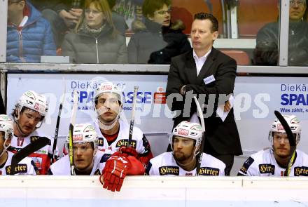 EBEL. Eishockey Bundesliga. KAC gegen 	HC Orli Znojmo. Trainer Mike Pellegrims (KAC). Klagenfurt, am 2.12.2016.
Foto: Kuess

---
pressefotos, pressefotografie, kuess, qs, qspictures, sport, bild, bilder, bilddatenbank