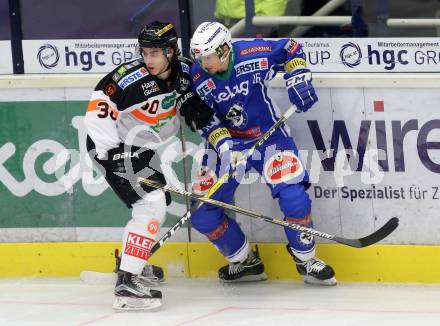 EBEL. Eishockey Bundesliga. VSV gegen	Moser Medical Graz99ers. Daniel Nageler, (VSV), Rupert Strohmeier  (Graz). Villach, am 4.12.2016.
Foto: Kuess

---
pressefotos, pressefotografie, kuess, qs, qspictures, sport, bild, bilder, bilddatenbank