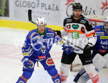 EBEL. Eishockey Bundesliga. VSV gegen	Moser Medical Graz99ers. Stefan Bacher, (VSV), Matthew Pelech  (Graz). Villach, am 4.12.2016.
Foto: Kuess

---
pressefotos, pressefotografie, kuess, qs, qspictures, sport, bild, bilder, bilddatenbank