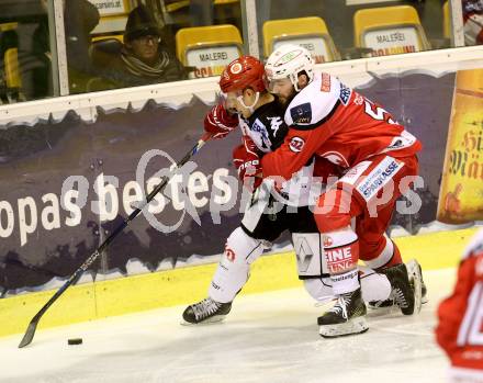 EBEL. Eishockey Bundesliga. KAC gegen 	HC TWK Innsbruck, Die Haie. Christoph Duller  (KAC),  LAMOUREUX Mario (Innsbruck). Klagenfurt, am 9.12.2016.
Foto: Kuess

---
pressefotos, pressefotografie, kuess, qs, qspictures, sport, bild, bilder, bilddatenbank