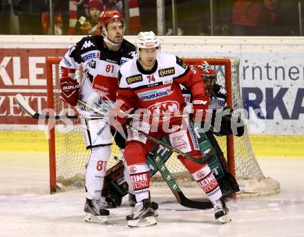 EBEL. Eishockey Bundesliga. KAC gegen 	HC TWK Innsbruck, Die Haie.  Jamie Lundmark  (KAC), ROSS Nick,  CHIODO Andy (Innsbruck). Klagenfurt, am 9.12.2016.
Foto: Kuess

---
pressefotos, pressefotografie, kuess, qs, qspictures, sport, bild, bilder, bilddatenbank