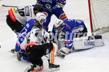 EBEL. Eishockey Bundesliga. VSV gegen	Dornbirner Eishockey Club. Jeremie Ouellet Blain, Olivier Roy, (VSV), Cody Sylvester, Matt Siddall  (Dornbirn). Villach, am 9.12.2016.
Foto: Kuess

---
pressefotos, pressefotografie, kuess, qs, qspictures, sport, bild, bilder, bilddatenbank