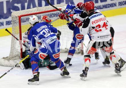EBEL. Eishockey Bundesliga. VSV gegen	HC TWK Innsbruck, Die Haie. Nico Brunner, Benjamin Petrik, (VSV), Andy Chiodo, Florian Pedevilla, Lubomir Stach  (Innsbruck). Villach, am 16.12.2016.
Foto: Kuess

---
pressefotos, pressefotografie, kuess, qs, qspictures, sport, bild, bilder, bilddatenbank