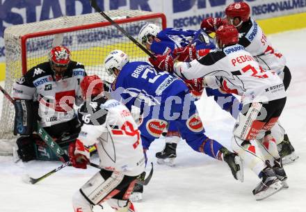 EBEL. Eishockey Bundesliga. VSV gegen	HC TWK Innsbruck, Die Haie. Nico Brunner, Benjamin Petrik, (VSV), Andy Chiodo, Florian Pedevilla, Lubomir Stach (Innsbruck). Villach, am 16.12.2016.
Foto: Kuess

---
pressefotos, pressefotografie, kuess, qs, qspictures, sport, bild, bilder, bilddatenbank