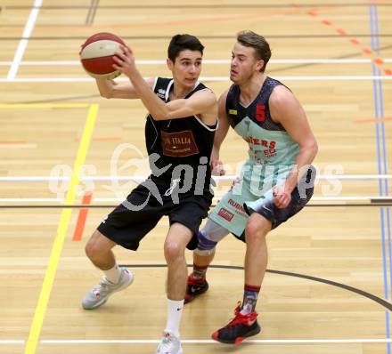 Basketball 2. Bundesliga. GD11. Runde. Raiders Villach gegen Woerthersee Piraten. Julian Hartl,  (Villach), Volkan Oezdemir (Woerthersee Piraten). Villach, am 17.12.2016.
Foto: Kuess
---
pressefotos, pressefotografie, kuess, qs, qspictures, sport, bild, bilder, bilddatenbank