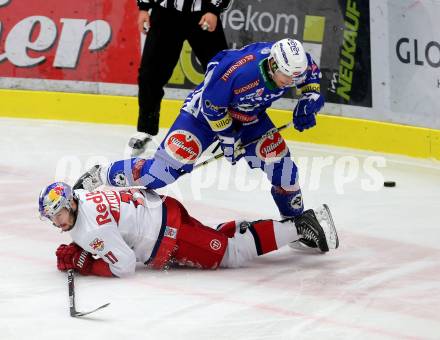 EBEL. Eishockey Bundesliga. VSV gegen	EC Red Bull Salzburg	. Daniel Nageler,  (VSV), Daniel Jakubitzka (Salzburg). Villach, am 20.12.2016.
Foto: Kuess

---
pressefotos, pressefotografie, kuess, qs, qspictures, sport, bild, bilder, bilddatenbank