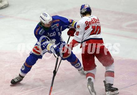 EBEL. Eishockey Bundesliga. VSV gegen	EC Red Bull Salzburg	. Stefan Bacher, (VSV), Raphael Herburger  (Salzburg). Villach, am 20.12.2016.
Foto: Kuess

---
pressefotos, pressefotografie, kuess, qs, qspictures, sport, bild, bilder, bilddatenbank