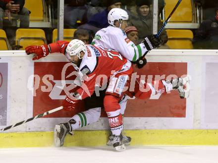 EBEL. Eishockey Bundesliga. KAC gegen 	HDD Olimpija Ljubljana. Martin Schumnig, (KAC), Aljaz Chvatal (Laibach). Klagenfurt, am 23.12.2016.
Foto: Kuess

---
pressefotos, pressefotografie, kuess, qs, qspictures, sport, bild, bilder, bilddatenbank