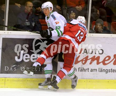 EBEL. Eishockey Bundesliga. KAC gegen 	HDD Olimpija Ljubljana. Ziga Pance,  (KAC), Kristjan Cepon (Laibach). Klagenfurt, am 23.12.2016.
Foto: Kuess

---
pressefotos, pressefotografie, kuess, qs, qspictures, sport, bild, bilder, bilddatenbank