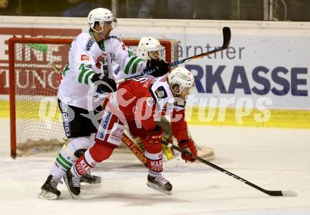 EBEL. Eishockey Bundesliga. KAC gegen 	HDD Olimpija Ljubljana. Johannes Bischofberger, (KAC), Sacha Guimond (Laibach). Klagenfurt, am 23.12.2016.
Foto: Kuess

---
pressefotos, pressefotografie, kuess, qs, qspictures, sport, bild, bilder, bilddatenbank