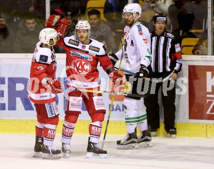 EBEL. Eishockey Bundesliga. KAC gegen 	HDD Olimpija Ljubljana. Torjubel Stefan Geier, Thomas Koch (KAC). Klagenfurt, am 23.12.2016.
Foto: Kuess

---
pressefotos, pressefotografie, kuess, qs, qspictures, sport, bild, bilder, bilddatenbank