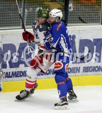 EBEL. Eishockey Bundesliga. VSV gegen	HCB Suedtirol Alperia. Evan McGrath,  (VSV), Clark Thompson Seymour (Bozen). Villach, am 26.12.2016.
Foto: Kuess

---
pressefotos, pressefotografie, kuess, qs, qspictures, sport, bild, bilder, bilddatenbank