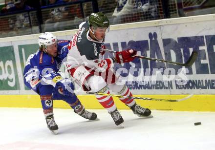 EBEL. Eishockey Bundesliga. VSV gegen	HCB Suedtirol Alperia. Christof Kromp, (VSV), Clark Thompson Seymour  (Bozen). Villach, am 26.12.2016.
Foto: Kuess

---
pressefotos, pressefotografie, kuess, qs, qspictures, sport, bild, bilder, bilddatenbank