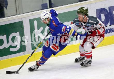 EBEL. Eishockey Bundesliga. VSV gegen	HCB Suedtirol Alperia. Miha Verlic,  (VSV), Daniel Glira (Bozen). Villach, am 26.12.2016.
Foto: Kuess

---
pressefotos, pressefotografie, kuess, qs, qspictures, sport, bild, bilder, bilddatenbank