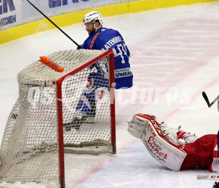 EBEL. Eishockey Bundesliga. VSV gegen	KAC.  Torjubel Olivier Latendresse (VSV). Villach, am 28.12.2016.
Foto: Kuess

---
pressefotos, pressefotografie, kuess, qs, qspictures, sport, bild, bilder, bilddatenbank