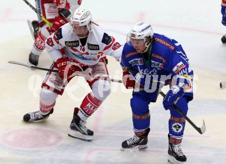 EBEL. Eishockey Bundesliga. VSV gegen	KAC. Corey Locke, (VSV), Jamie Lundmark  (KAC). Villach, am 28.12.2016.
Foto: Kuess

---
pressefotos, pressefotografie, kuess, qs, qspictures, sport, bild, bilder, bilddatenbank