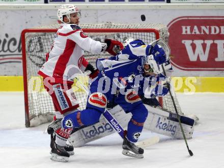 EBEL. Eishockey Bundesliga. VSV gegen	KAC. Stefan Geier, (VSV), Evan McGrath  (KAC). Villach, am 28.12.2016.
Foto: Kuess

---
pressefotos, pressefotografie, kuess, qs, qspictures, sport, bild, bilder, bilddatenbank