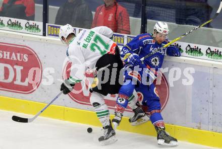 EBEL. Eishockey Bundesliga. VSV gegen	HDD Olimpija Ljubljana. Eric Hunter,  (VSV), Mark Cepon (Laibach). Villach, am 30.12.2016.
Foto: Kuess

---
pressefotos, pressefotografie, kuess, qs, qspictures, sport, bild, bilder, bilddatenbank