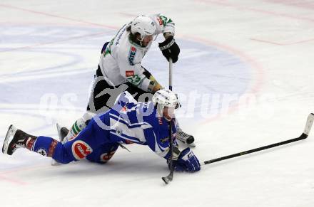 EBEL. Eishockey Bundesliga. VSV gegen	HDD Olimpija Ljubljana. Corey Locke,  (VSV), David Planko (Laibach). Villach, am 30.12.2016.
Foto: Kuess

---
pressefotos, pressefotografie, kuess, qs, qspictures, sport, bild, bilder, bilddatenbank
