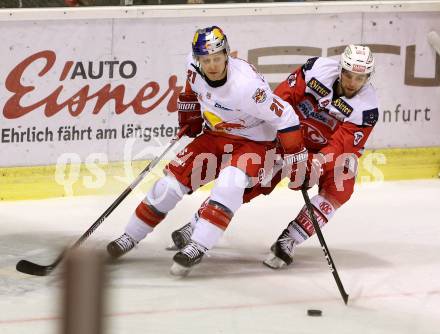 EBEL. Eishockey Bundesliga. KAC gegen 	EC Red Bull Salzburg. Ziga Pance,  (KAC), Bobby Raymond (Salzburg). Klagenfurt, am 3.1.2017.
Foto: Kuess

---
pressefotos, pressefotografie, kuess, qs, qspictures, sport, bild, bilder, bilddatenbank