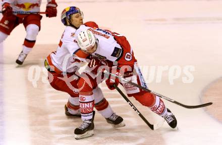 EBEL. Eishockey Bundesliga. KAC gegen 	EC Red Bull Salzburg. Ziga Pance,  (KAC), Bobby Raymond (Salzburg). Klagenfurt, am 3.1.2017.
Foto: Kuess

---
pressefotos, pressefotografie, kuess, qs, qspictures, sport, bild, bilder, bilddatenbank