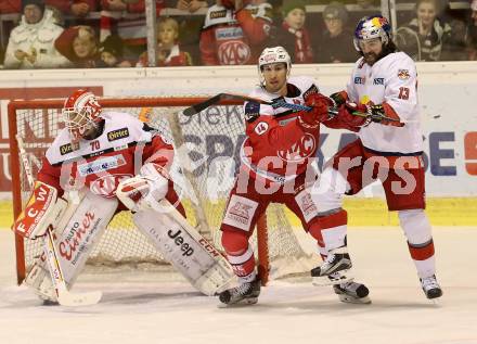 EBEL. Eishockey Bundesliga. KAC gegen 	EC Red Bull Salzburg. Tomas Duba, (KAC), Mark Hurturbise, Michael Schiechl  (Salzburg). Klagenfurt, am 3.1.2017.
Foto: Kuess

---
pressefotos, pressefotografie, kuess, qs, qspictures, sport, bild, bilder, bilddatenbank
