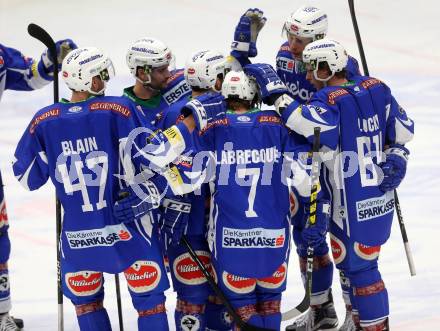 EBEL. Eishockey Bundesliga. VSV gegen	UPC Vienna Capitals. Jubel VSV. Villach, am 6.1.2017.
Foto: Kuess

---
pressefotos, pressefotografie, kuess, qs, qspictures, sport, bild, bilder, bilddatenbank