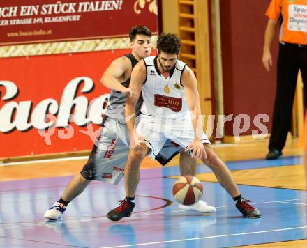 Basketball 2. Bundesliga. GD 12. Runde. Woerthersee Piraten gegen Raiders Villach. Daniel Gspandl,  (Piraten), Luka Gvozden (Raiders). Klagenfurt, am 7.1.2017.
Foto: Kuess
---
pressefotos, pressefotografie, kuess, qs, qspictures, sport, bild, bilder, bilddatenbank