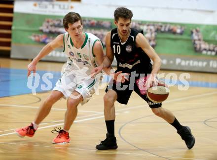 Basketball 2. Bundesliga. GD 12. Runde. KOS Celovec gegen Mattersburg Rocks. Andi Smrtnik,  (KOS Celovec), Jan Nicoli (Mattersburg). Klagenfurt, am 8.1.2017.
Foto: Kuess
---
pressefotos, pressefotografie, kuess, qs, qspictures, sport, bild, bilder, bilddatenbank