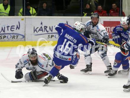EBEL. Eishockey Bundesliga. VSV gegen	Fehervar AV 19. Daniel Nageler,  (VSV), Antonin Manavian, Chris Owens (Alba Volan). Villach, am 13.1.2017.
Foto: Kuess

---
pressefotos, pressefotografie, kuess, qs, qspictures, sport, bild, bilder, bilddatenbank