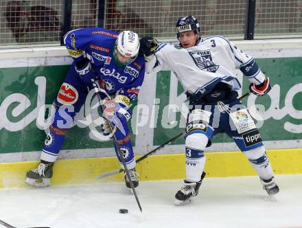 EBEL. Eishockey Bundesliga. VSV gegen	Fehervar AV 19. Valentin Leiler, (VSV), Aron Sandor Reisz (Alba Volan). Villach, am 13.1.2017.
Foto: Kuess

---
pressefotos, pressefotografie, kuess, qs, qspictures, sport, bild, bilder, bilddatenbank