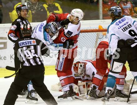 EBEL. Eishockey Bundesliga. KAC gegen 	EHC Liwest Black Wings Linz. Stefan Geier, (KAC),  Dan Dasilva (Linz). Klagenfurt, am 22.1.2017.
Foto: Kuess

---
pressefotos, pressefotografie, kuess, qs, qspictures, sport, bild, bilder, bilddatenbank