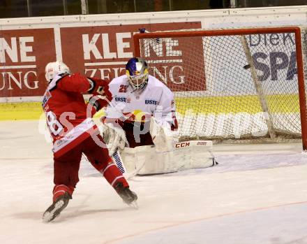 EBEL. Eishockey Bundesliga. KAC gegen 	EC Red Bull Salzburg. Thomas Koch, (KAC), Bernhard Starkbaum  (Salzburg). Klagenfurt, am 29.1.2017.
Foto: Kuess

---
pressefotos, pressefotografie, kuess, qs, qspictures, sport, bild, bilder, bilddatenbank
