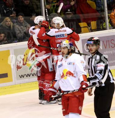 EBEL. Eishockey Bundesliga. KAC gegen 	EC Red Bull Salzburg. Torjubel (KAC). Klagenfurt, am 29.1.2017.
Foto: Kuess

---
pressefotos, pressefotografie, kuess, qs, qspictures, sport, bild, bilder, bilddatenbank