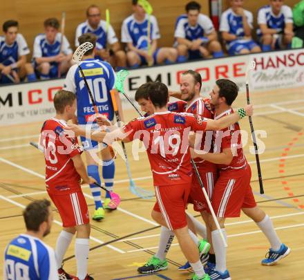 Floorball. 1. Bundesliga. VSV gegen KAC. Torjubel (KAC). Villach, am 17.9.2016.
Foto: Kuess
---
pressefotos, pressefotografie, kuess, qs, qspictures, sport, bild, bilder, bilddatenbank