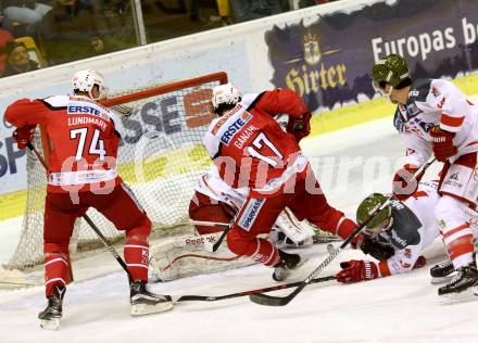 EBEL. Eishockey Bundesliga. KAC gegen 	HCB Suedtirol Alperia.  Jamie Lundmark , Manuel Ganahl, (KAC), Marcel Melichercik  (Bozen). Klagenfurt, am 29.1.2017.
Foto: Kuess

---
pressefotos, pressefotografie, kuess, qs, qspictures, sport, bild, bilder, bilddatenbank