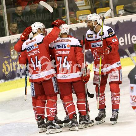 EBEL. Eishockey Bundesliga. KAC gegen 	HCB Suedtirol Alperia. Torjubel (KAC). Klagenfurt, am 29.1.2017.
Foto: Kuess

---
pressefotos, pressefotografie, kuess, qs, qspictures, sport, bild, bilder, bilddatenbank