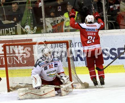 EBEL. Eishockey Bundesliga. KAC gegen 	HCB Suedtirol Alperia. Torjubel Manuel Geier, (KAC), Marcel Melichercik (Bozen). Klagenfurt, am 29.1.2017.
Foto: Kuess

---
pressefotos, pressefotografie, kuess, qs, qspictures, sport, bild, bilder, bilddatenbank