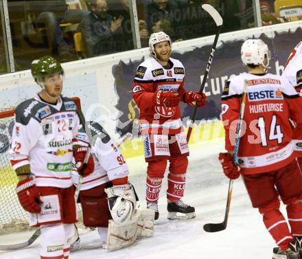 EBEL. Eishockey Bundesliga. KAC gegen 	HCB Suedtirol Alperia. Torjubel Johannes Bischofberger (KAC). Klagenfurt, am 29.1.2017.
Foto: Kuess

---
pressefotos, pressefotografie, kuess, qs, qspictures, sport, bild, bilder, bilddatenbank