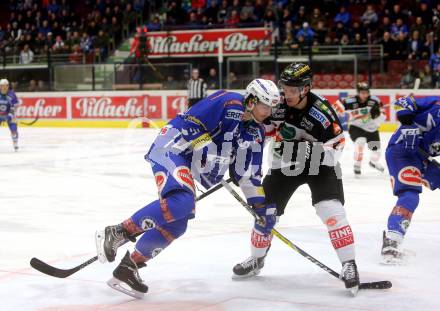 EBEL. Eishockey Bundesliga. VSV gegen	Moser Medical Graz99ers. Miha Verlic, (VSV), Kristof Reinthaler (Graz). Villach, am 5.2.2017.
Foto: Kuess

---
pressefotos, pressefotografie, kuess, qs, qspictures, sport, bild, bilder, bilddatenbank