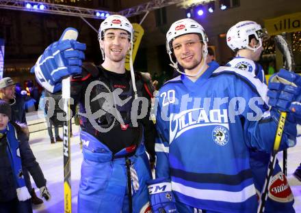 EBEL. Eishockey Bundesliga. Showtraining VSV.  Eric Hunter, Nico Brunner. Villach, am 10.2.2017.
Foto: Kuess

---
pressefotos, pressefotografie, kuess, qs, qspictures, sport, bild, bilder, bilddatenbank