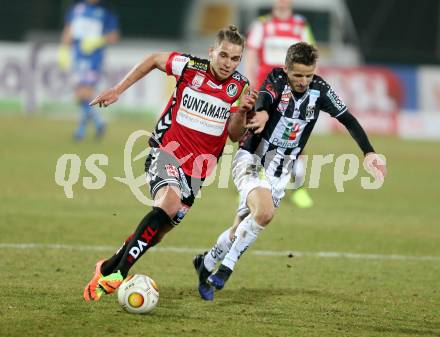 Fussball Bundesliga. RZ Pellets WAC gegen SV Guntamatic Ried.  Gerald Nutz,  (WAC), Florian Hart (Ried). Wolfsberg, am 11.2.2017.
Foto: Kuess

---
pressefotos, pressefotografie, kuess, qs, qspictures, sport, bild, bilder, bilddatenbank