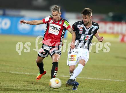 Fussball Bundesliga. RZ Pellets WAC gegen SV Guntamatic Ried. Philipp Prosenik,  (WAC), Florian Hart (Ried). Wolfsberg, am 11.2.2017.
Foto: Kuess

---
pressefotos, pressefotografie, kuess, qs, qspictures, sport, bild, bilder, bilddatenbank