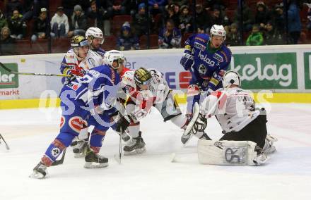 EBEL. Eishockey Bundesliga. VSV gegen	HC Orli Znojmo. Nico Brunner, Patrick Platzer,  (VSV), David Bartos, Marek Schwarz (Znojmo). Villach, am 15.2.2017.
Foto: Kuess

---
pressefotos, pressefotografie, kuess, qs, qspictures, sport, bild, bilder, bilddatenbank