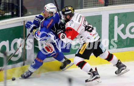 EBEL. Eishockey Bundesliga. VSV gegen	HC Orli Znojmo. Stefan Bacher, (VSV), Jan Lattner  (Znojmo). Villach, am 15.2.2017.
Foto: Kuess

---
pressefotos, pressefotografie, kuess, qs, qspictures, sport, bild, bilder, bilddatenbank